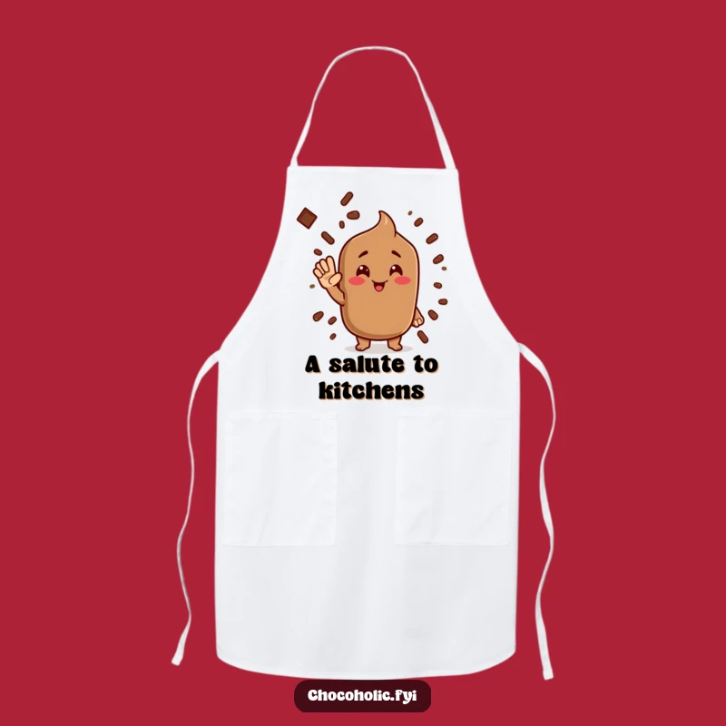 Funny Cocoa Powder Salute Apron: Cook with Humor in this Silly Chocolate Character Kitchenwear