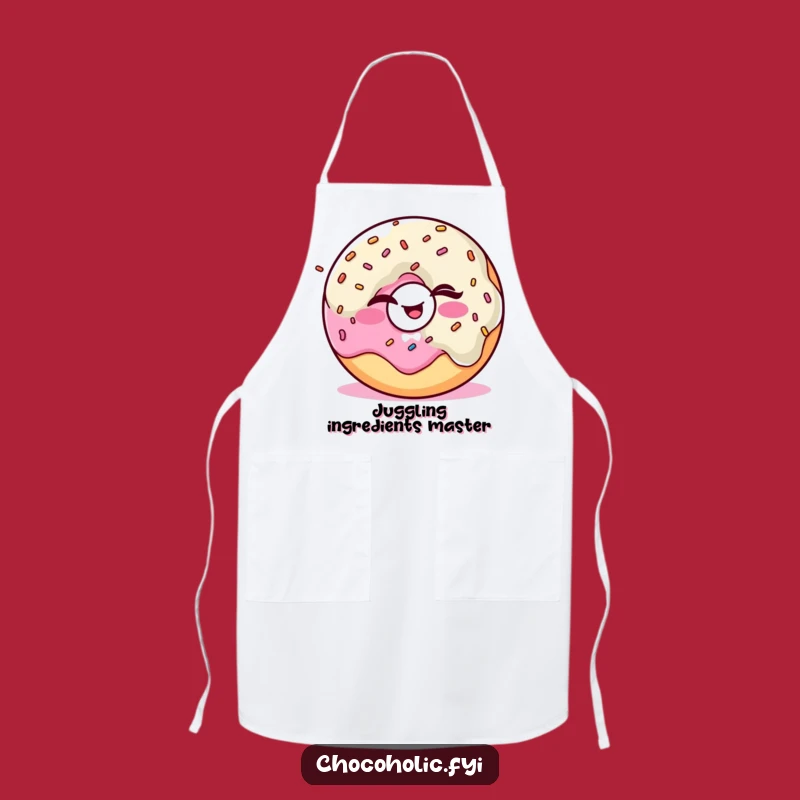 Funny Kawaii Donut Juggling Apron: Cook Up Fun with Sweet, Sprinkle Flair