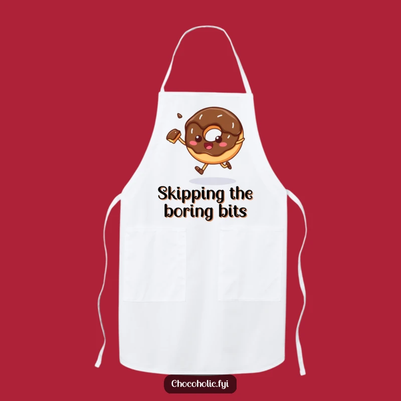 Funny Skipping Donut Apron, Whimsical Kitchen Wear for Dessert Enthusiasts
