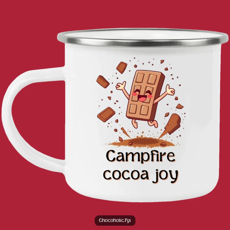 Funny Chocolate Bar Leaping Camping Mug - Joyful Cocoa Sprinkle Cup