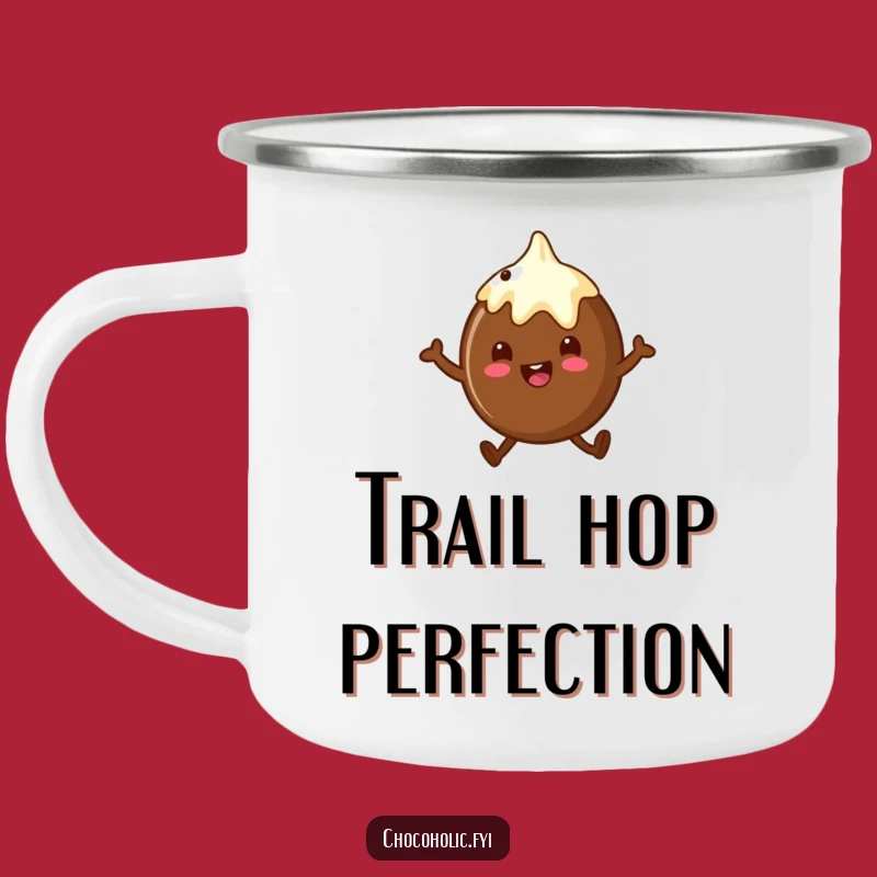 Funny Chocolate Truffle Hop Camping Mug: Enjoy Adventures with this Sweet Character