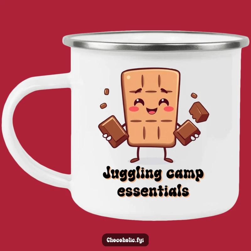 Funny Chocolate Bar Juggling Camping Mug - Durable Fun for Outdoor Feats