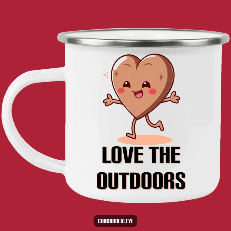 Funny Chocolate Heart Camping Mug - Giddy & Playful Companion for Outdoor Fun