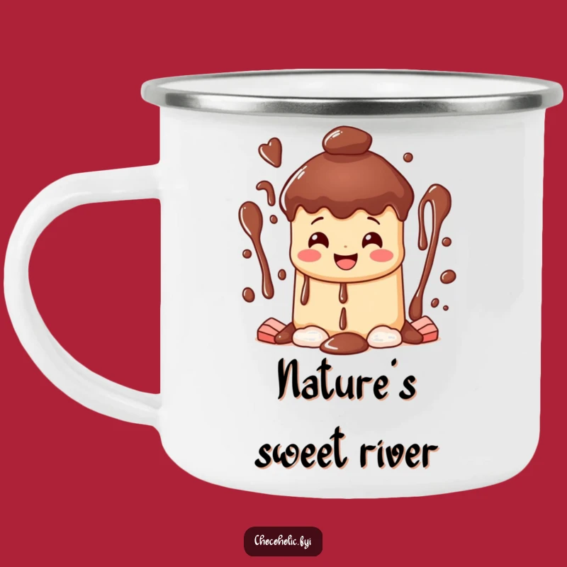 Funny Chocolate Fountain Camping Mug: Sweet Bliss for Outdoor Adventures!