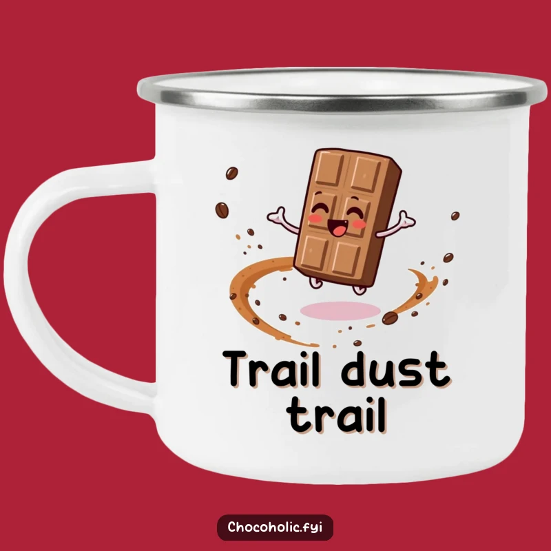 Funny Spinning Chocolate Bar Camping Mug: Adventure with Hilarious Cocoa Dust Fun