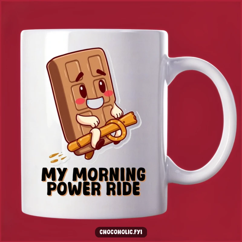 Funny Chocolate Bar Pretzel Ride Mug, Hilarious Snack Adventure Gift