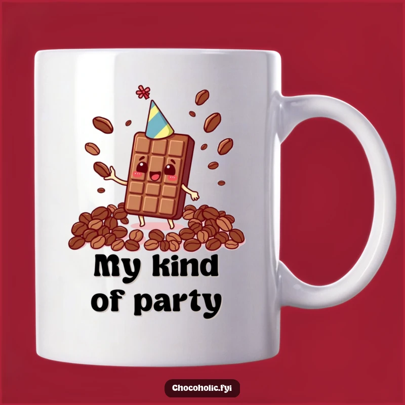 Funny Kawaii Chocolate Bar Party Hat Mug - Ultimate Juggling Cocoa Bean Gift