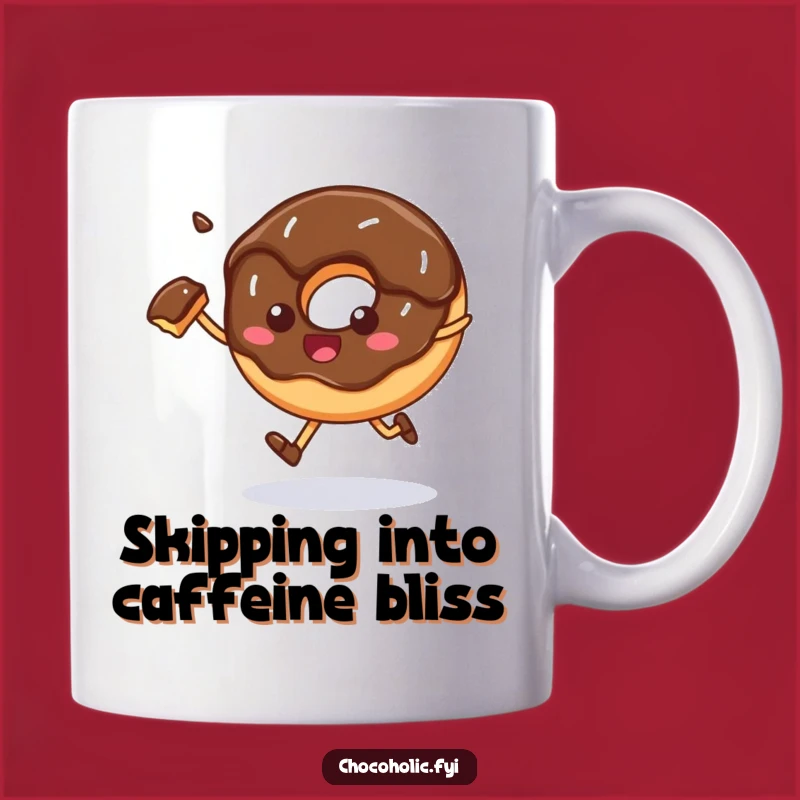 Funny Skipping Donut Mug, Whimsical Treat Lover Coffee Cup Gift