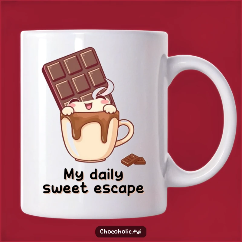 Funny Chocolate Bar Mug: Delightful Peek Over Steaming Coffee