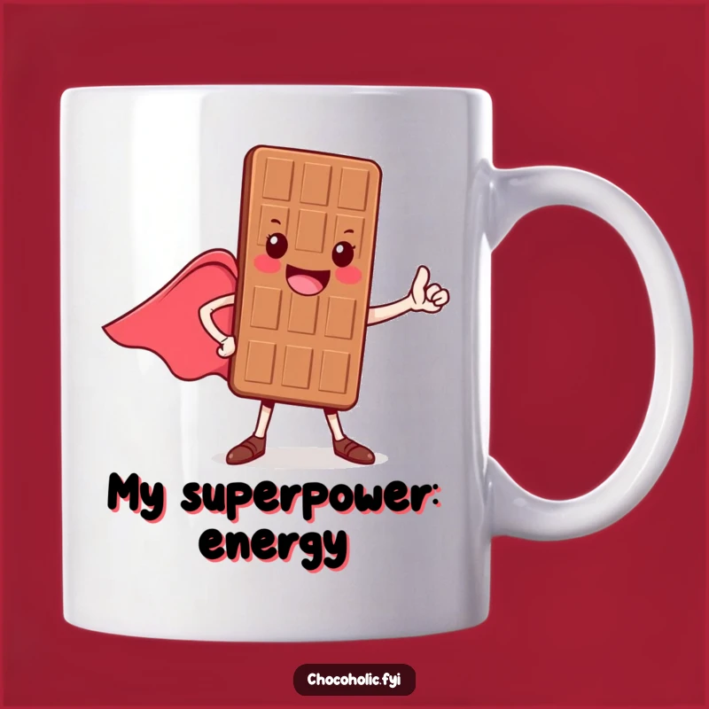 Funny Hero Chocolate Bar Mug - A Cheerful, Caped Treat for Gift Giving