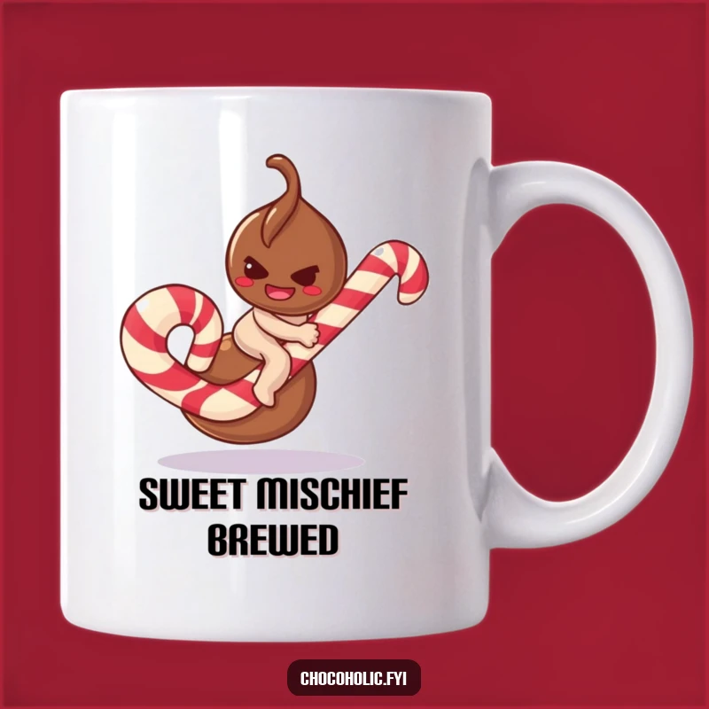 Funny Truffle Candy Cane Mug: Mischievous Treat Character Gift for Fun!
