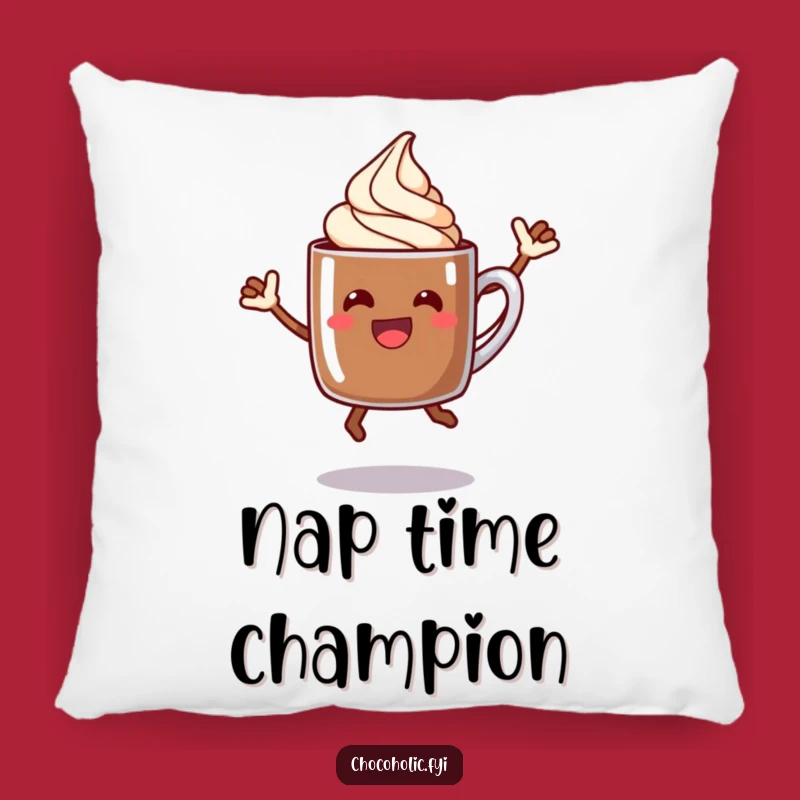 Funny Chocolate Mug Jump Pillow - Cozy Celebration Accent