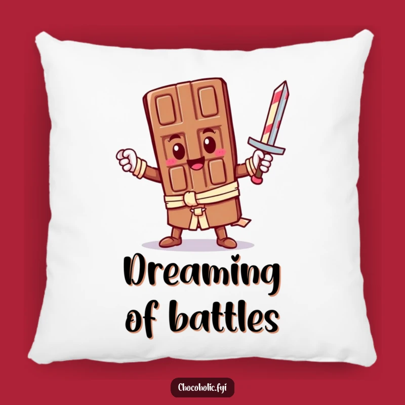 Funny Hero Chocolate Pillow: Cozy Up with this Epic Kawaii Warrior Design. The perfect comfy gift.