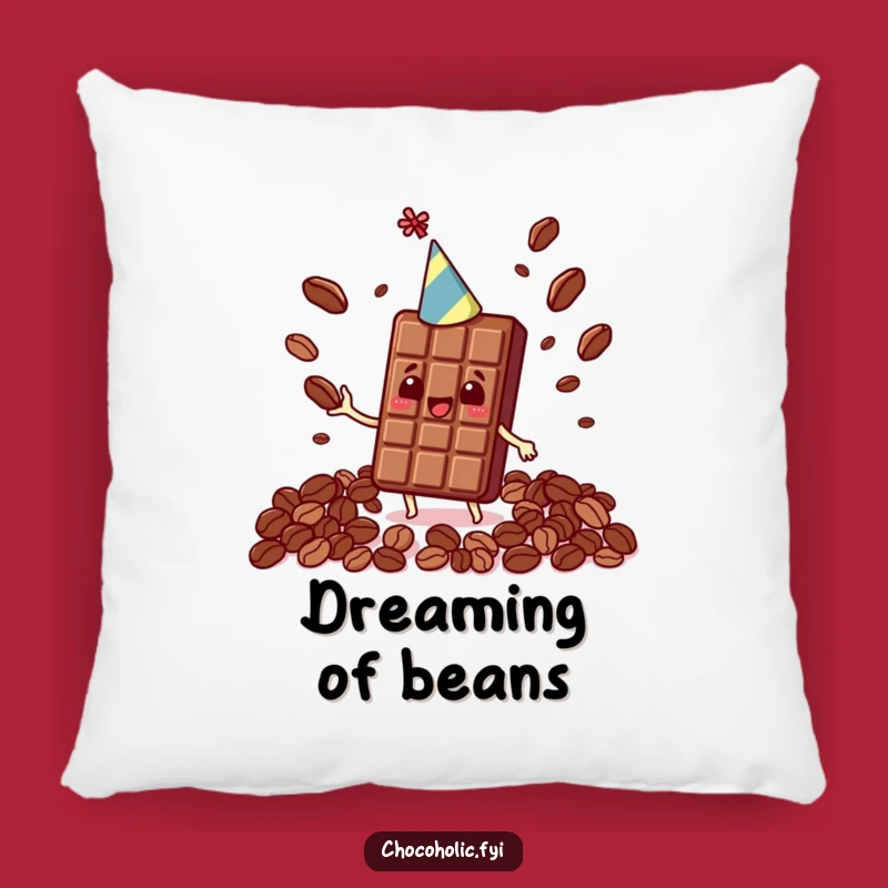 Funny Kawaii Chocolate Bar Party Pillow - Juggling Cocoa Bean Comfort