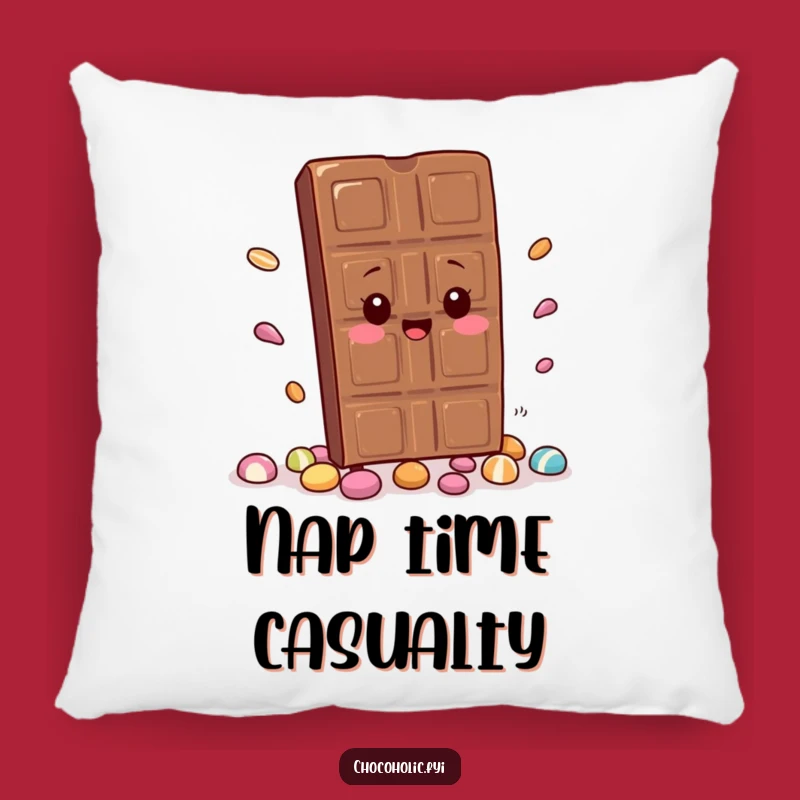 Funny Kawaii Chocolate Pillow: Cozy Up with this Hilarious Tripping Chocolate Bar Design. The perfect comfy gift.