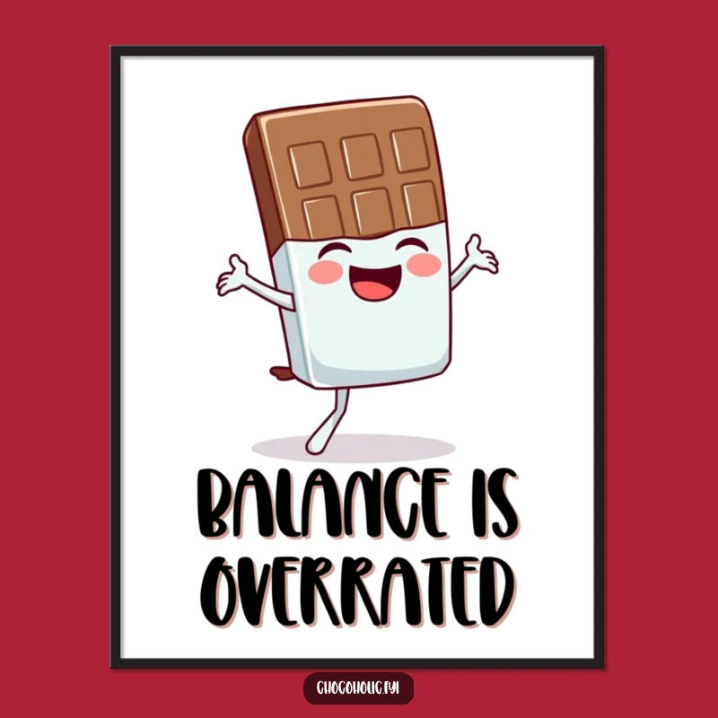 Funny Chocolate Bar Digital Art: Giggling Yogi's Wobbly Pose Print