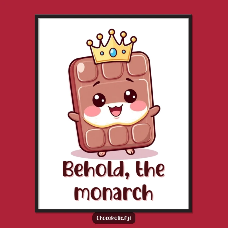 Funny Regal Chocolate Art Print: Majestic Kawaii Crown Digital Download for Instant Royal Decor. A sweet funny gift.