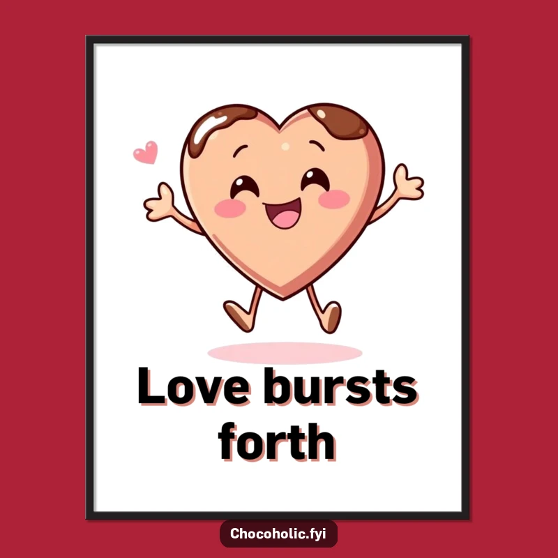 Funny Bouncing Chocolate Heart Digital Art Print Joyful Decor