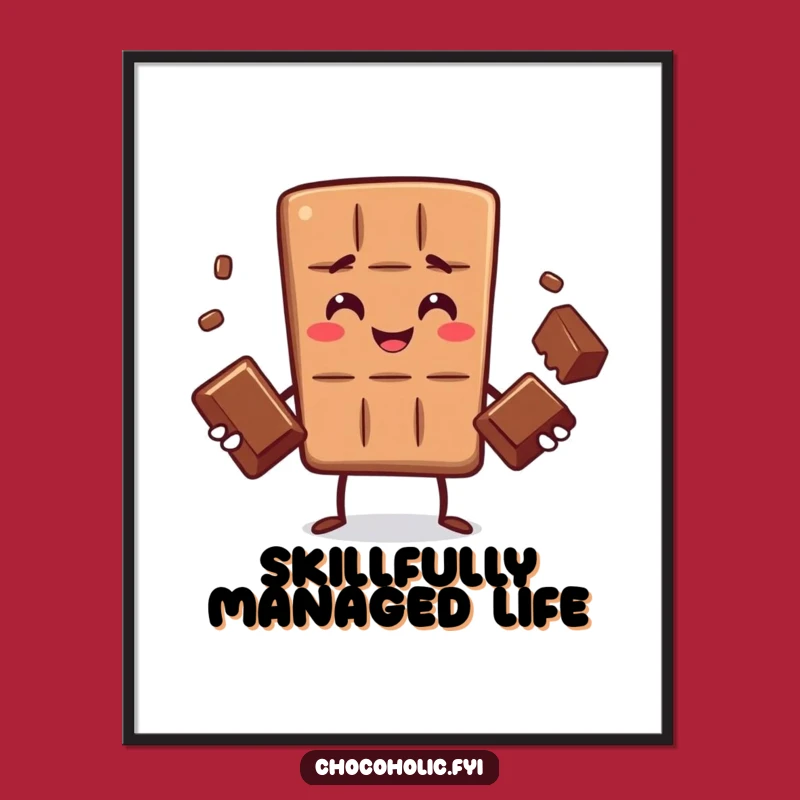 Funny Chocolate Bar Juggling Digital Art Print - Instant Artistic Skill Display
