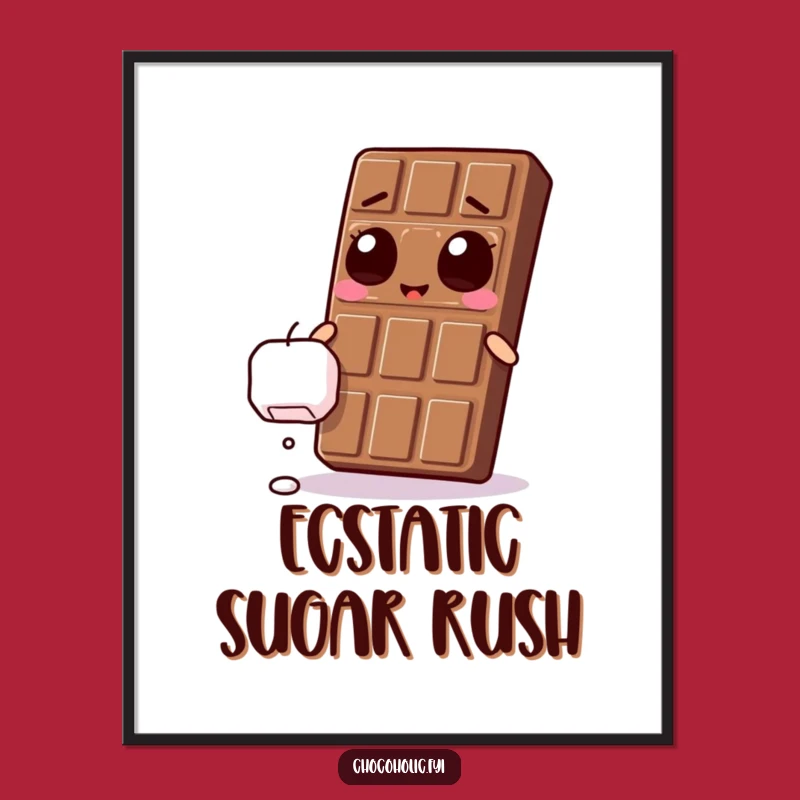 Funny Kawaii Chocolate Bar Digital Art - Ecstatic Marshmallow Moment