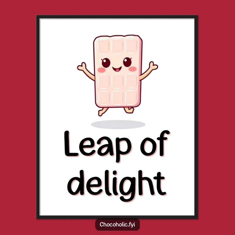 Funny Kawaii Chocolate Bar Jump Digital Art - Whimsical Character Print