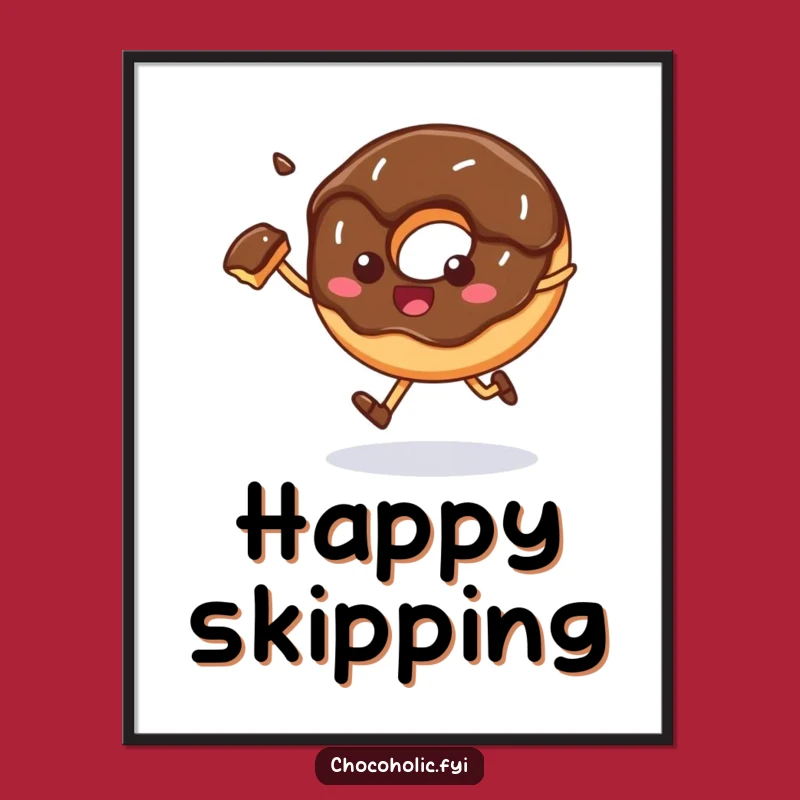 Funny Skipping Donut Digital Art, Whimsical Printable for Dessert Lovers