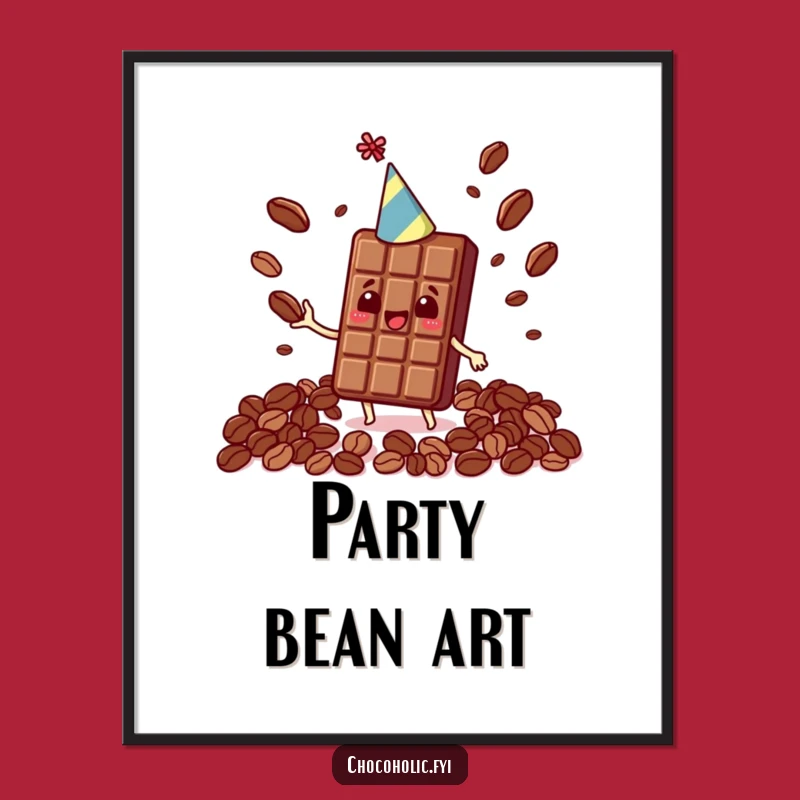 Funny Kawaii Chocolate Bar Digital Art - Juggling Cocoa Beans Party Decor