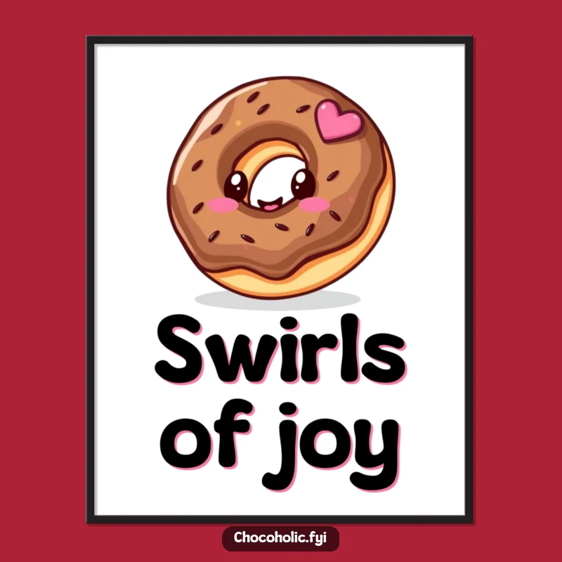Funny Kawaii Donut Digital Art - Instant Sweetness Decor, Unique Gift