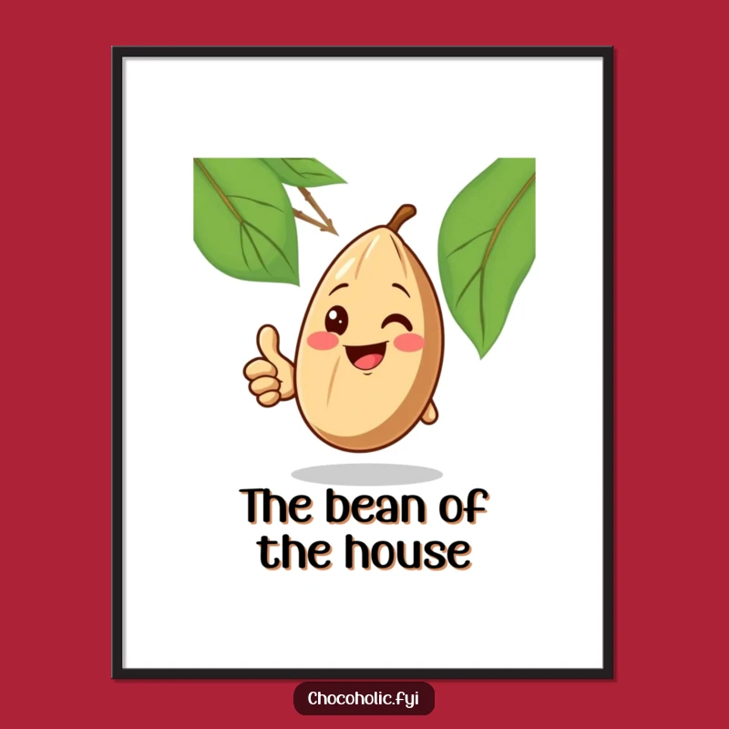 Funny Cocoa Bean Thumbs Up Digital Art, Uplifting Printable for Positive Decor