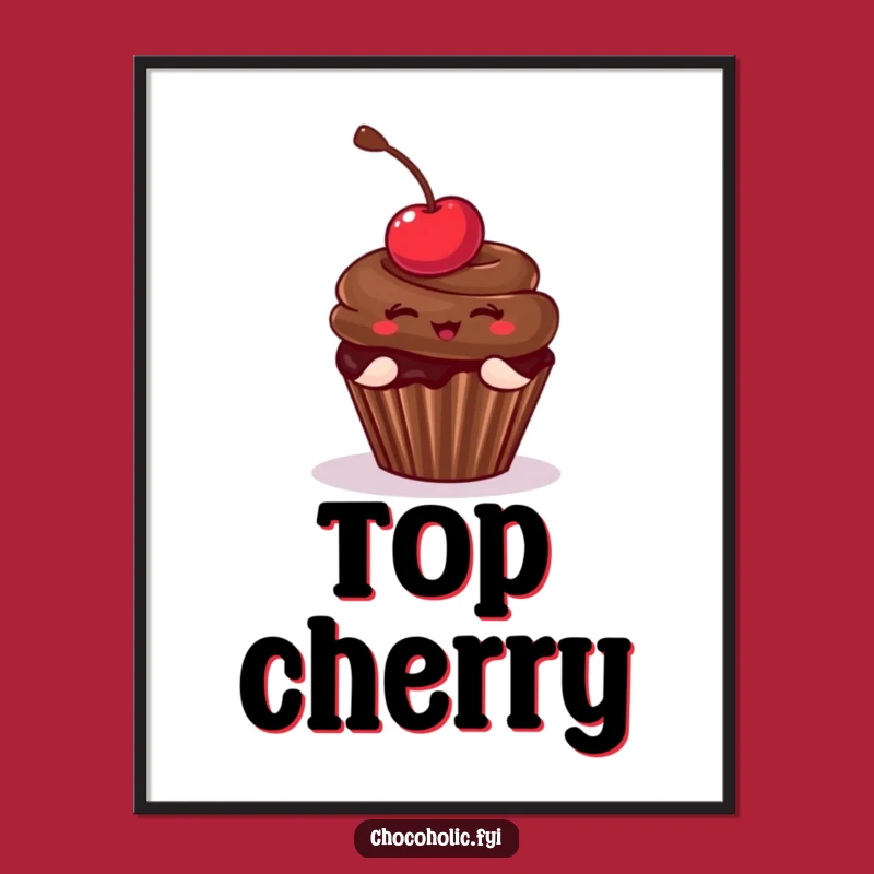 Funny Cupcake Cherry Pose Digital Art: Printable Sweetness and a Memorable Funny Gift