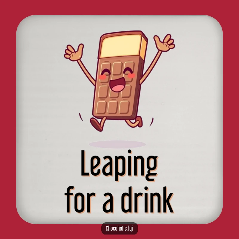 Funny Chocolate Bar Leap Drink Coaster: Protect Surfaces with Dramatic Chocolate Art
