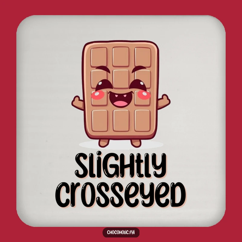 Funny Crossed-Eyes Chocolate Coaster - Protect Surfaces with Humor!