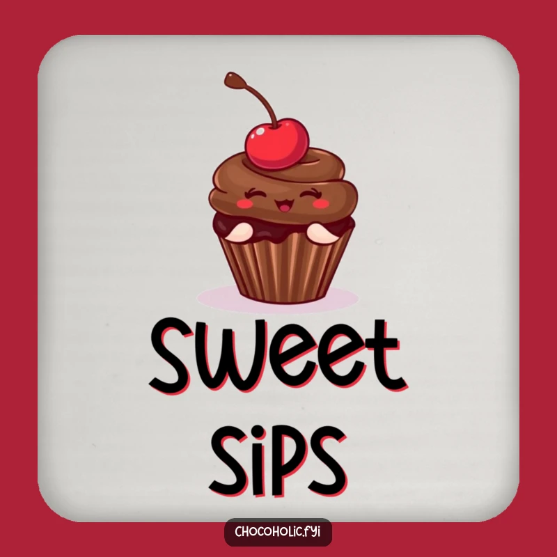 Funny Cupcake Cherry Pose Coaster: Protect Surfaces with Sweet, Funny Gift Flair