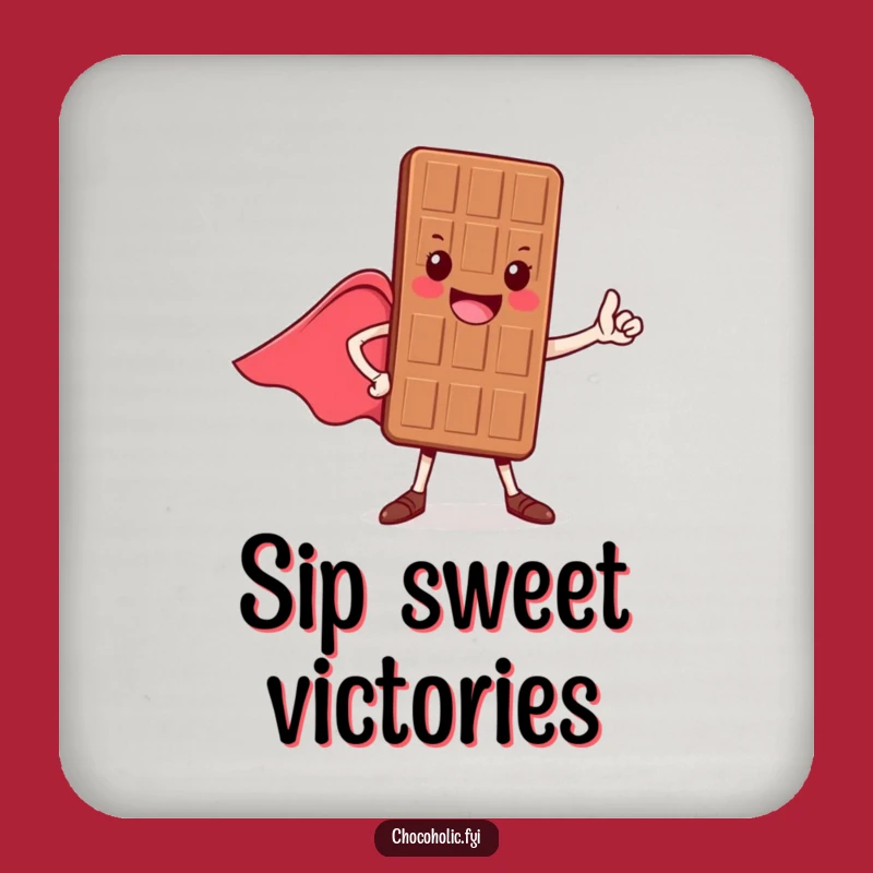 Funny Hero Chocolate Bar Coaster - Protect Surfaces with Brave, Cheerful Style