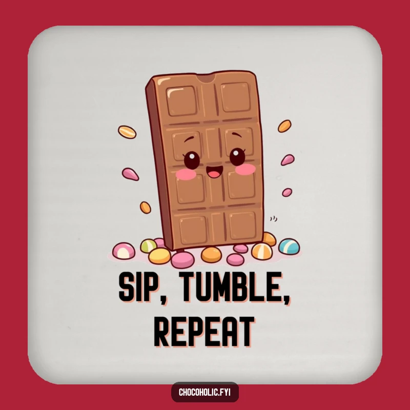 Funny Kawaii Chocolate Coaster Set: Protect Surfaces with this Hilarious Tripping Chocolate Bar. A cute and funny gift.