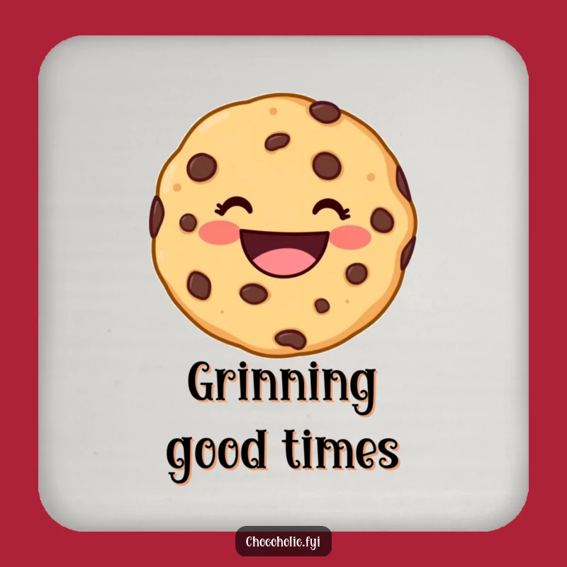 Funny Kawaii Cookie Grin Coaster - Cute Tabletop Character Decor