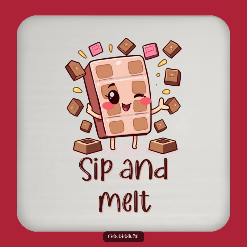 Funny Kawaii Chocolate Wink Coaster: Protect Surfaces with Sweet Style