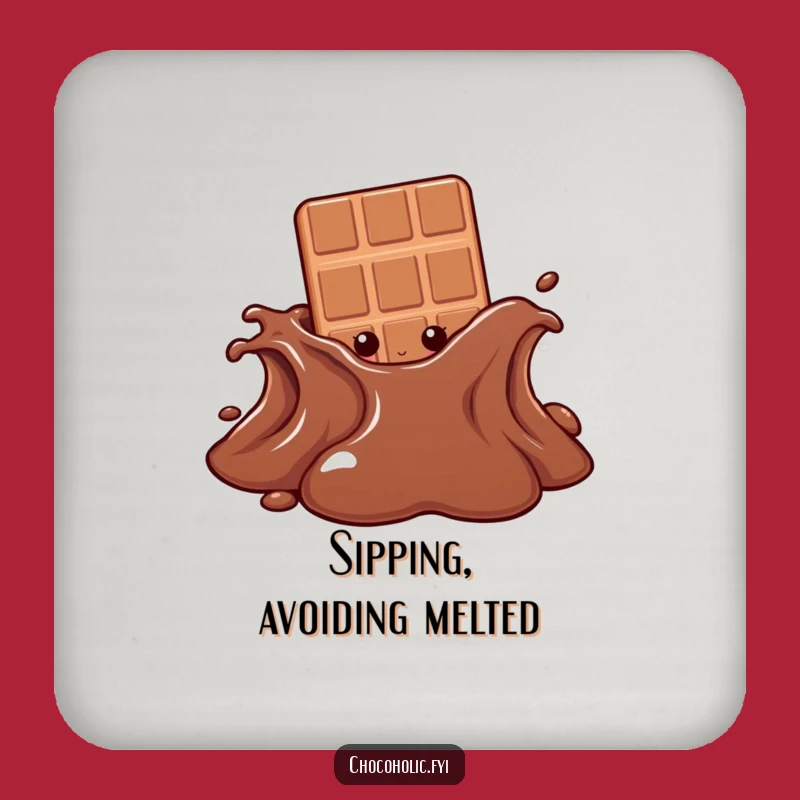 Funny Chocolate Puddle Peek Drink Coaster - Protect Surfaces with Sweet Mischief