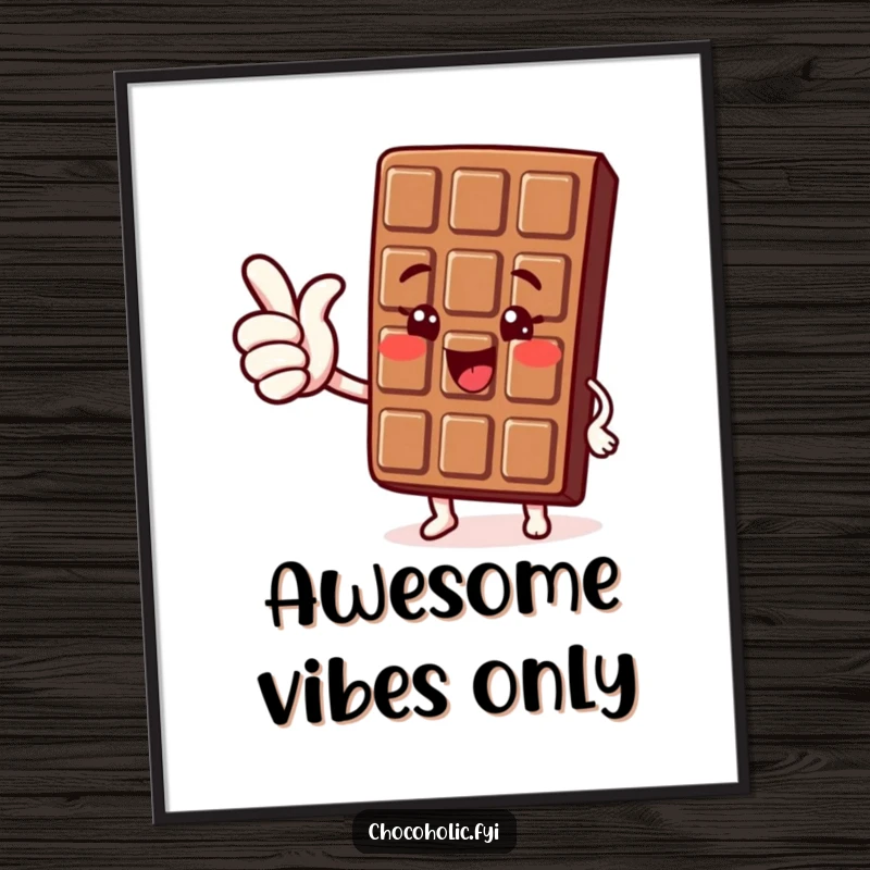 Funny Kawaii Chocolate Thumbs Up Poster: A cute chocolate character giving a joyful thumbs up, radiating happiness and good vibes.