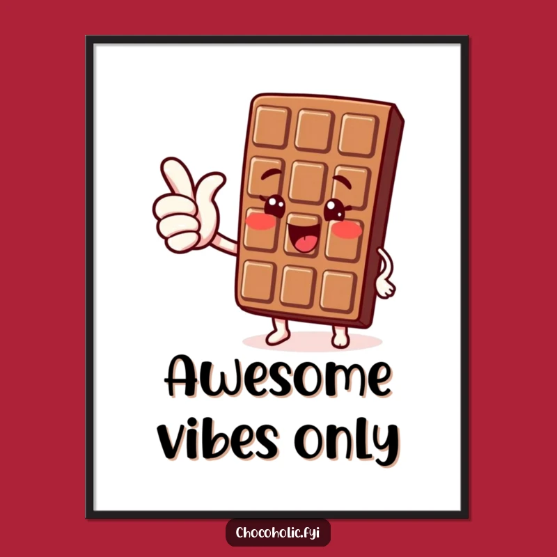 Funny Kawaii Chocolate Thumbs Up Poster: Spread Joy with Positive Art