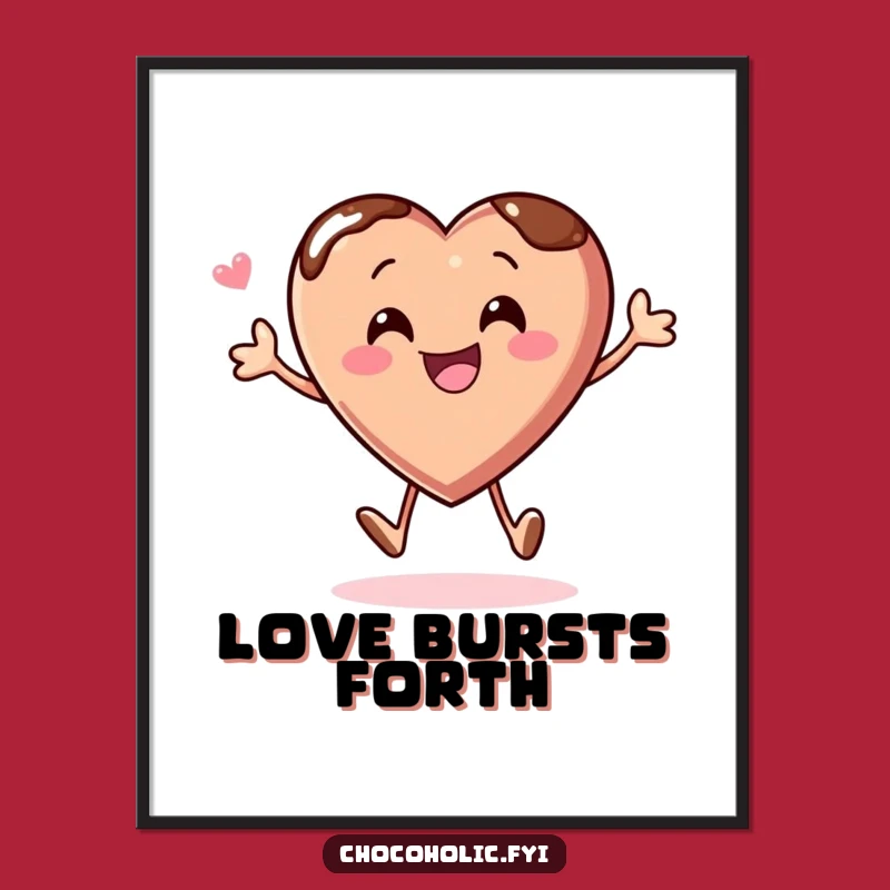 Funny Bouncing Chocolate Heart Poster for Joyful Decor