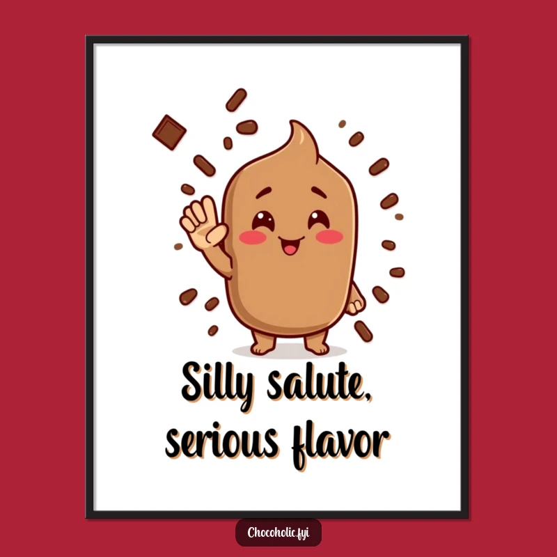 Funny Cocoa Powder Salute Poster: Decorate with Humorous Chocolate Character Art