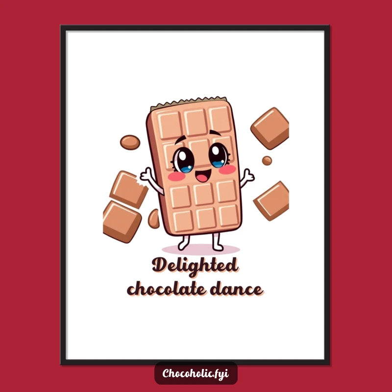 Funny Dancing Chocolate Bar Poster - Silly Eyes, Joyful Wall Art