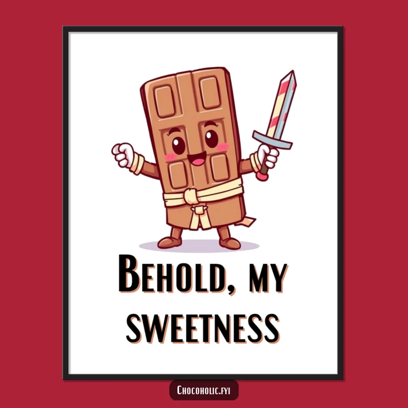 Funny Hero Chocolate Poster: Epic Kawaii Knight Art for a Hilarious Space. A sweet statement.