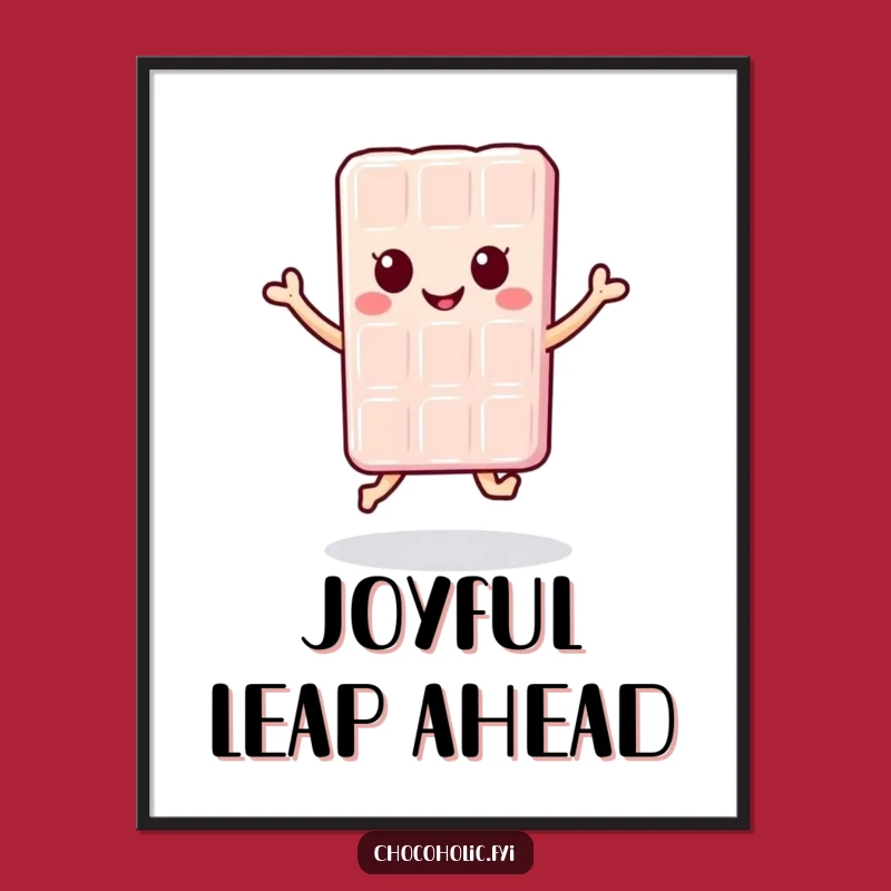 Funny Kawaii Chocolate Bar Jump Poster - Cheerful Character Art