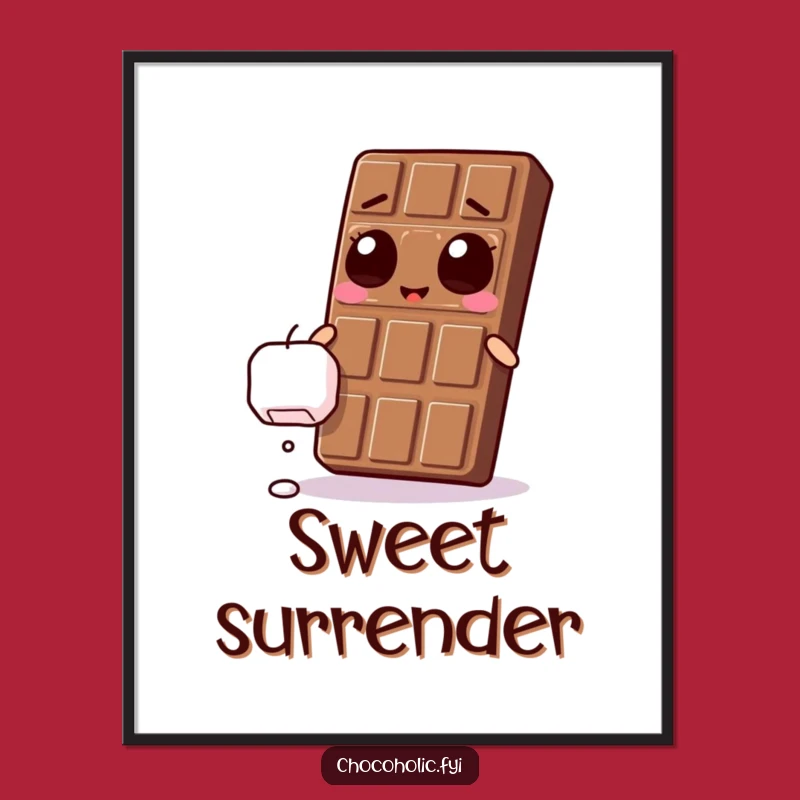 Funny Kawaii Chocolate Bar Marshmallow Poster - Ecstatic Sweet Moment Art