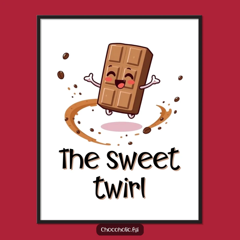 Funny Spinning Chocolate Bar Poster: Hilarious Cocoa Dust Art for Your Walls