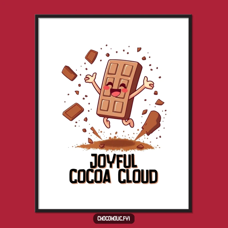 Funny Chocolate Bar Leaping Poster - Joyful Cocoa Sprinkle Wall Art