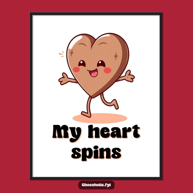 Funny Chocolate Heart Poster - Giddy & Playful Art for a Cheerful Space