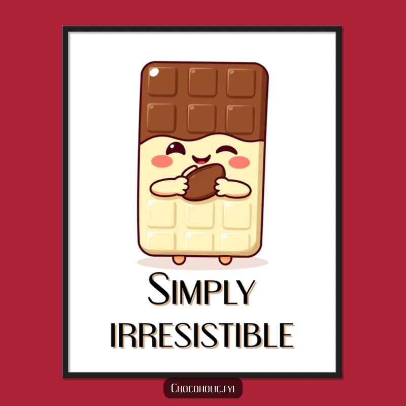 Funny Kawaii Chocolate Bar Poster - Joyful Wink Wall Art